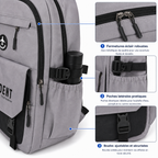 Sac à Dos Scolaire Confident Collège & Lycée - Grande Capacité 48 × 34 × 16 cm – Gris