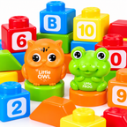 Sac de Blocs de Construction Enfant – 28 Pièces – Chiffres, Lettres & Figurines – 3 Ans+
