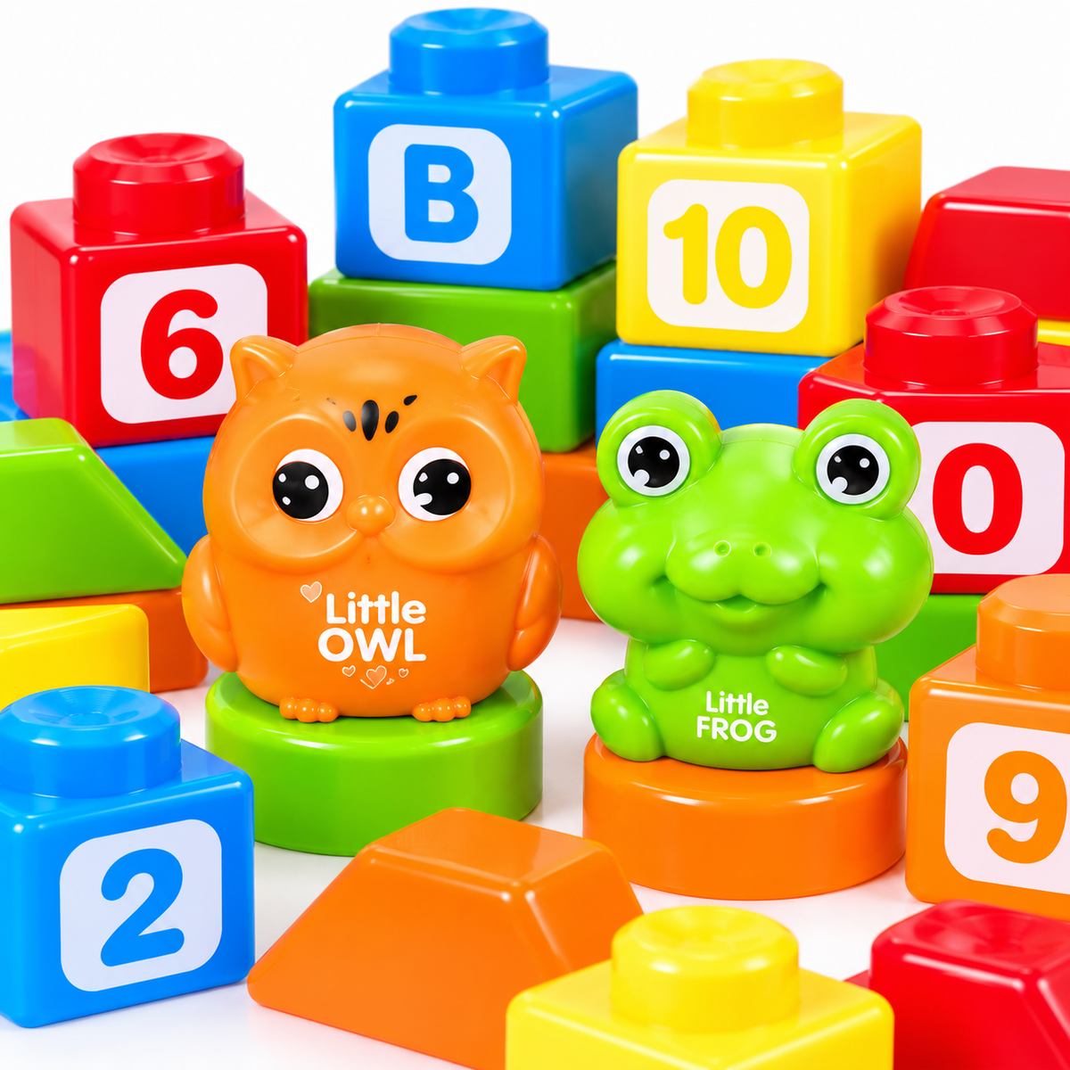 Sac de Blocs de Construction Enfant – 28 Pièces – Chiffres, Lettres & Figurines – 3 Ans+