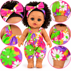 Poupée Bébé Fille Parlante 30 cm – Combinaison Fleurie Multicolore