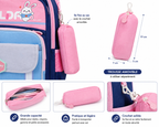 Sac à Dos Scolaire Enfant Lapin WLDA – Classes de CE & CM - Grande Capacité 41 × 30 × 16 cm – Bleu, Rose & Gris