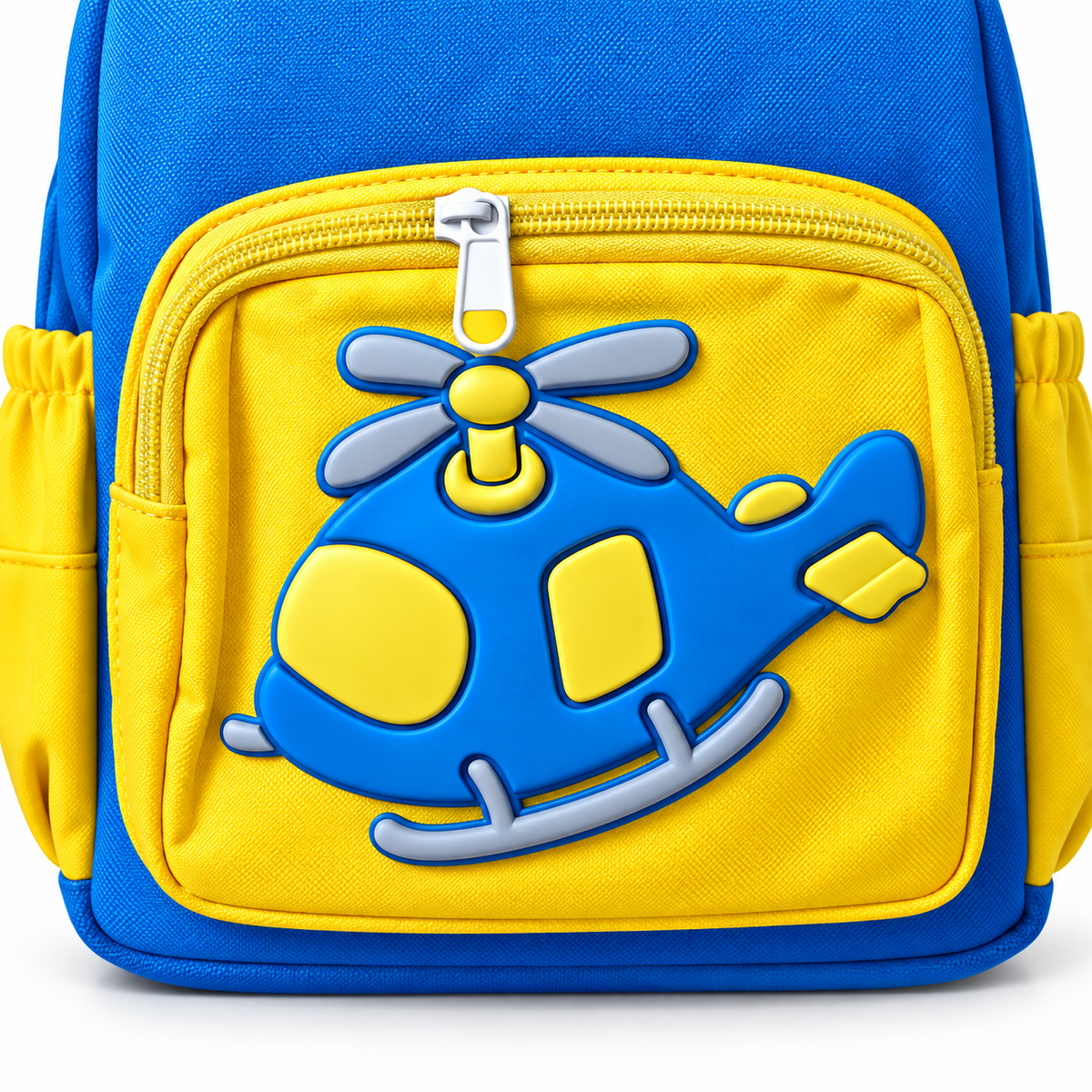 Sac à Dos Crèche & Maternelle Hélicoptère 3D Bleu Jaune – 25 × 23 × 12 cm