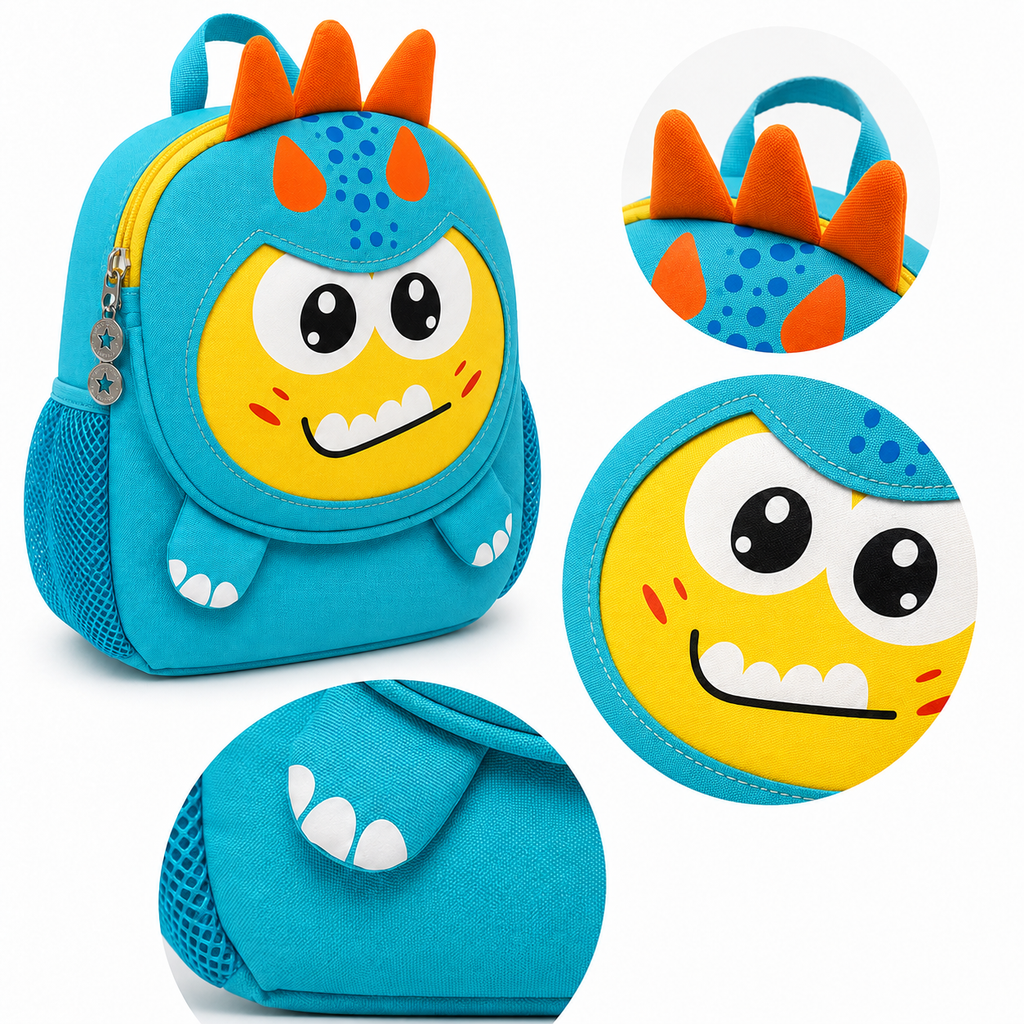 Sac à Dos Enfant Dinosaure Milai Duo - Bleu turquoise et Jaune – Maternelle – Compact, léger et mignon