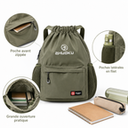 Sac à Dos à Cordon Vert Kaki - 40 cm – Léger, Spacieux et Polyvalent