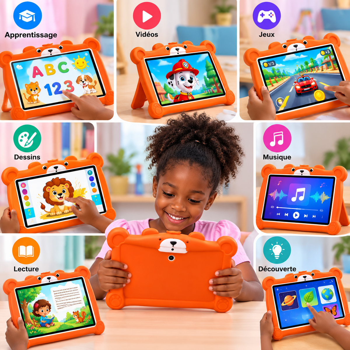 VIKUSHA Tablette Enfant  VK-17 10,1" Android avec Coque de Protection
