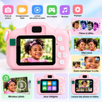 Appareil Photo Numérique Enfant Licorne avec Écran 2" – Photo, Vidéo & Jeux – Rose ou Bleu