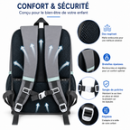 Sac à Dos Scolaire Enfant Dinosaure Classes de CM – Grande Capacité – Confort & Sécurité - Bleu