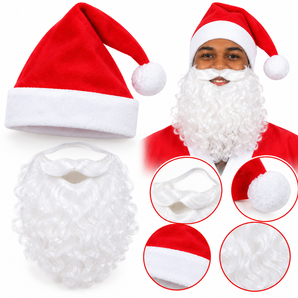 Costume Père Noël Adulte – 5 Pièces – Taille Unique – Rouge & Blanc