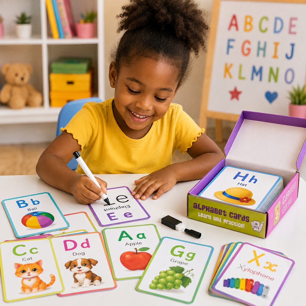 Cartes Alphabet Effaçables – Apprendre & Tracer les Lettres – 26 pièces