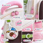 Sac à Dos Maternelle & CP P.Bear Kids Beige, Rose & Vert – 38 × 28 × 15 cm – 2 à 5 Ans
