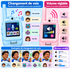 Talkie-Walkies Vidéo Enfant avec Écran 2", Caméra & Photos – Bleu + Rose – Lot de 2