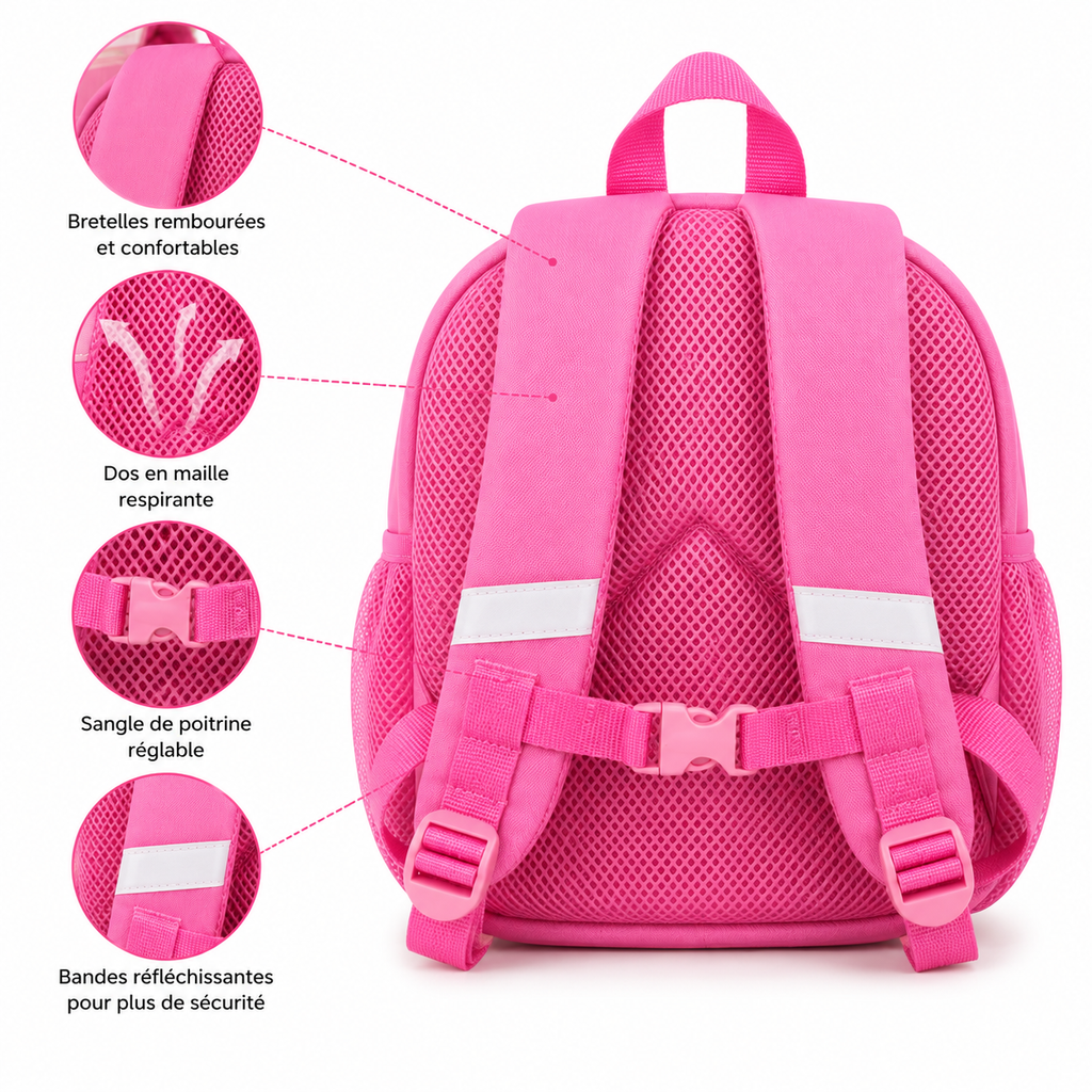 Sac à Dos Maternelle Dinosaure Milai Duo Rose 3D – 25 × 25 cm