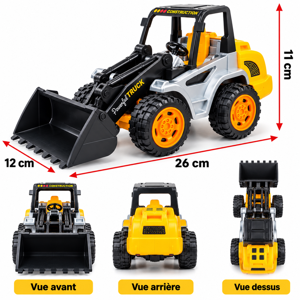 Chargeuse Bulldozer de Chantier Enfant avec Godet Mobile – 26 cm