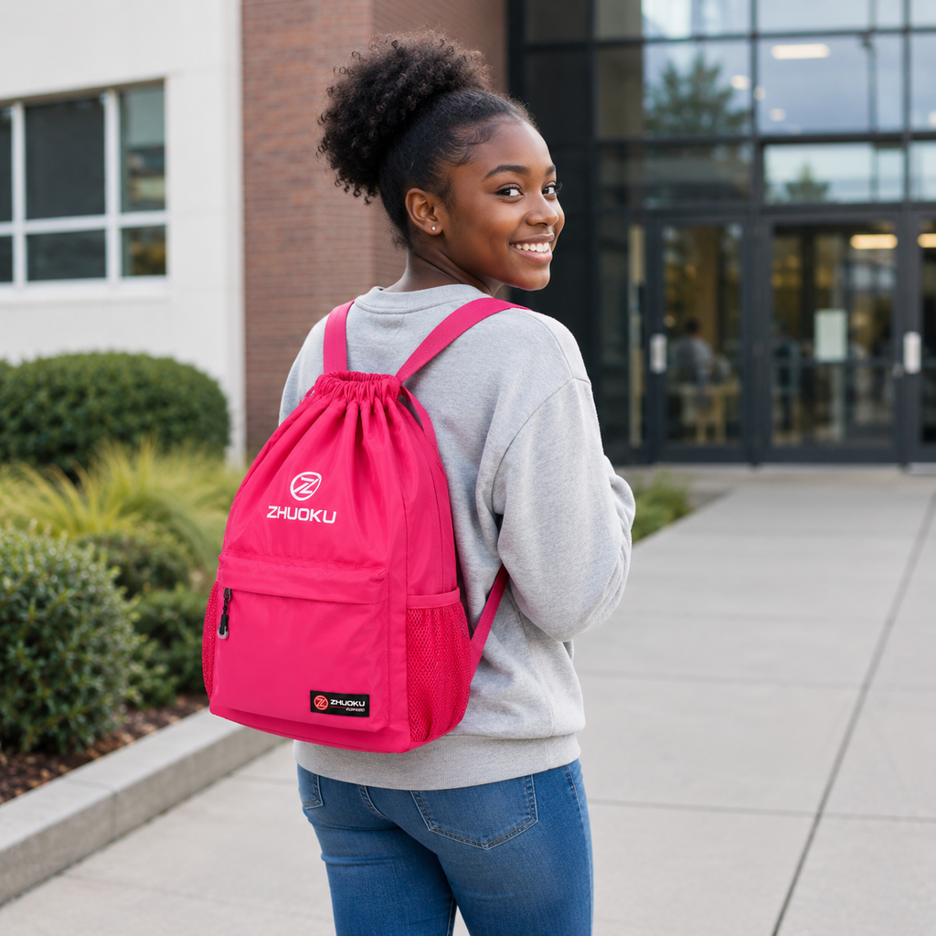 Sac à Dos à Cordon Rose Fuchsia 40 cm – Léger, Spacieux et Polyvalent