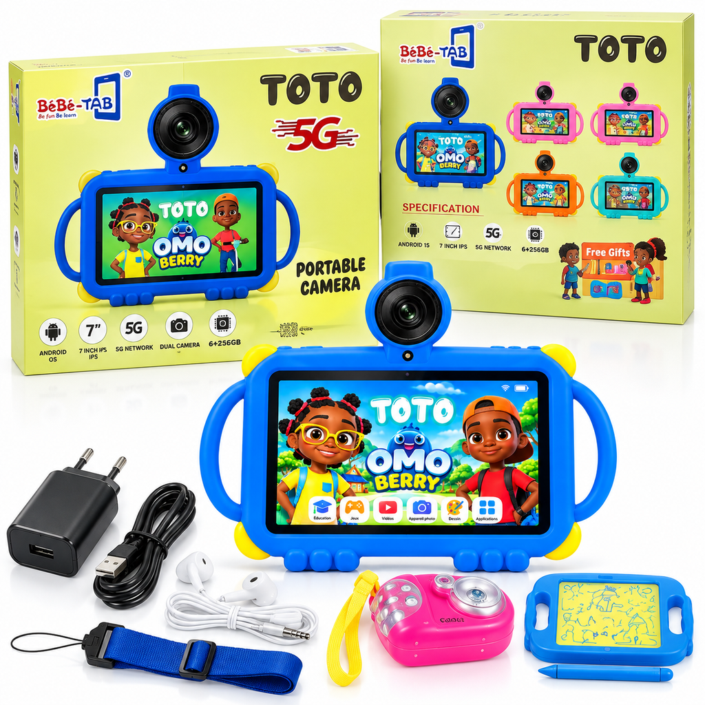 Tablette Enfant BéBé-TAB TOTO 7" – Android – 6 Go + 256 Go – 5G Dual SIM