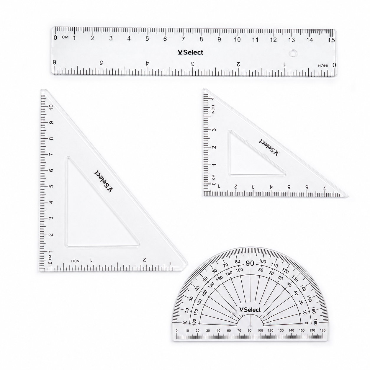 Coffret de géométrie VSelect 11 pièces – Boîte métallique complète