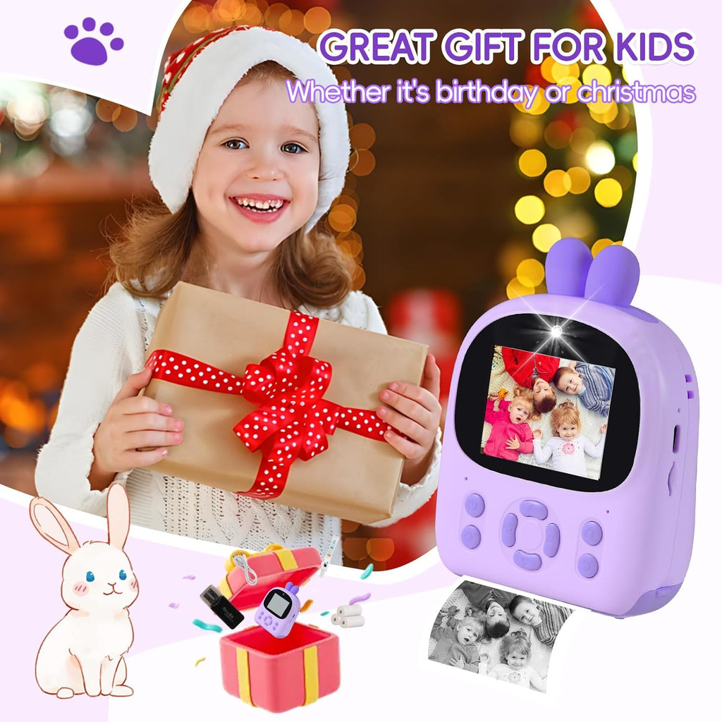 Appareil Photo Instantané Enfant avec Impression Thermique – Caméra HD 1080 P Double Objectif – Carte 32 GB Incluse