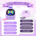 Appareil Photo Instantané Enfant avec Impression Thermique – Caméra HD 1080 P Double Objectif – Carte 32 GB Incluse