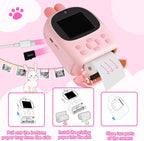 Appareil Photo Instantané Enfant avec Impression Thermique – Caméra HD 1080 P Double Objectif – Carte 32 GB Incluse - Rose