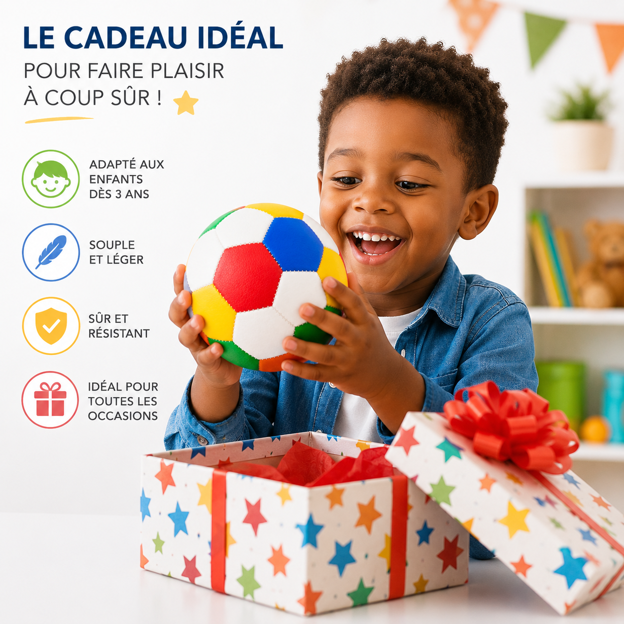 Ballon de Football Souple Multicolore 10 cm – Léger, Sécurisé et Amusant pour Enfants