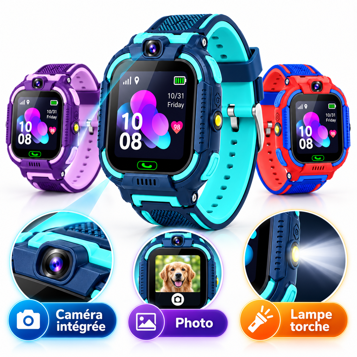 Montre Connectée Enfant Smart2030 C002 – Appels, GPS, Caméra & Lampe Torche