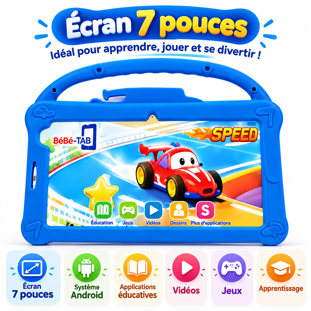 Tablette Enfant BéBé-TAB SPEED 7" – Android – 8 Go + 512 Go – 5G Dual SIM
