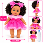 Poupée Bébé Fille Parlante 30 cm – Robe Rose & Grand Nœud