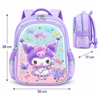 Sac à Dos Fille Kuromi Lilas 3D à Paillettes Mobiles - Classes de CE & CM – 38 × 30 × 17 cm