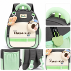 Sac à Dos Maternelle P.Bear Kids Gris, Beige et Vert – Enfant 2 à 5 Ans