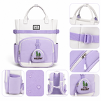 Sac à Dos Scolaire Fille Style Coréen en Toile - Mauve et Blanc – Collège et Lycée