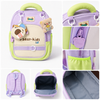 Sac à Dos Maternelle P.Bear Kids - Violet, Beige et Vert – 2 à 5 Ans