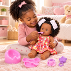 Poupée Bébé 30 cm avec Accessoires – Biberon, Repas & Soins – Rose