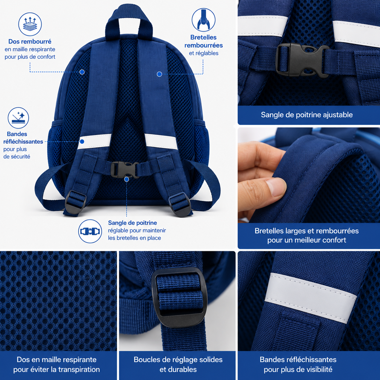 Sac à Dos Maternelle Dinosaure Bleu 3D 25 × 25 cm – Enfant