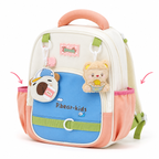 Sac à Dos Maternelle & CP P.Bear Kids Bleu, Rose & Vert – 38 × 28 × 15 cm – 2 à 5 Ans