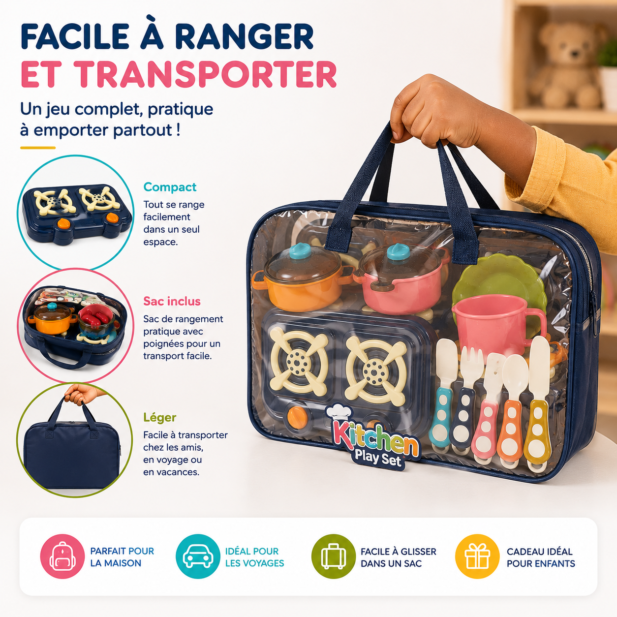 Kit de Cuisine Enfant 17 Pièces avec Réchaud, Casseroles et Ustensiles – Dès 3 Ans