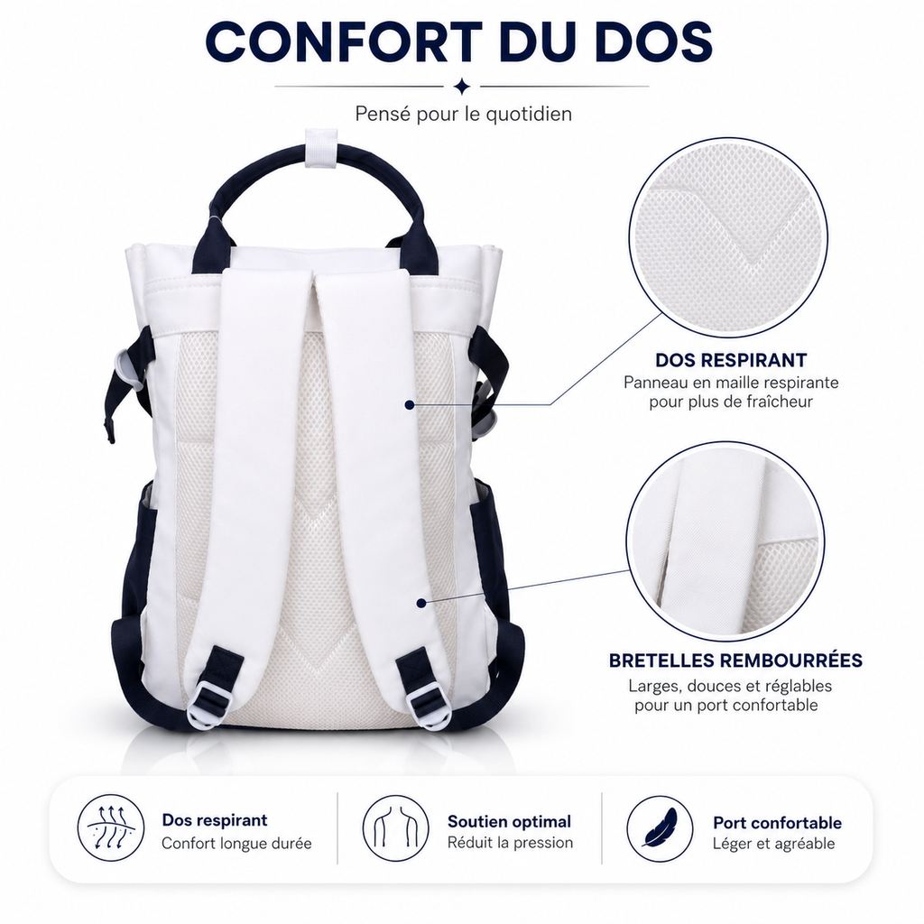 Sac à Dos Scolaire Fille Style Coréen - Bleu Blanc – Collège et Lycée