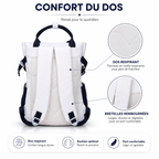 Sac à Dos Scolaire Fille Style Coréen - Bleu Blanc – Collège et Lycée