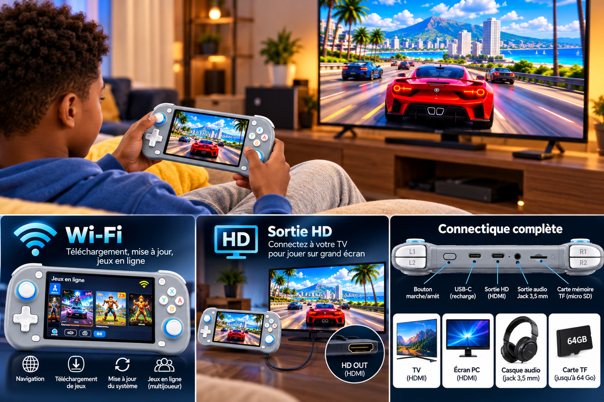 Console de Jeu Portable XF43 – Écran IPS 4,3" – 64 Go – 30+ Émulateurs