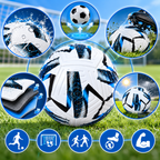 Ballon de Football Junior – 18 cm – Blanc, Noir & Bleu – 6 à 9 Ans