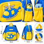 Sac à Dos Crèche & Maternelle Hélicoptère 3D Bleu Jaune – 25 × 23 × 12 cm