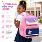 Sac à Dos Scolaire Fille Licorne Rose Classes de CM – Grande Capacité – Dos Respirant – Bretelles Rembourrées
