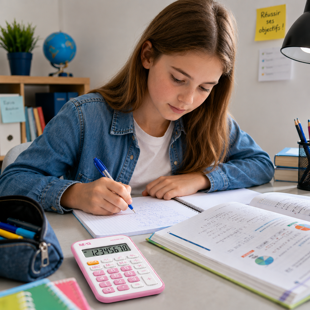 M&G Mini Calculatrice de Poche8 Chiffres – Rose & Blanche