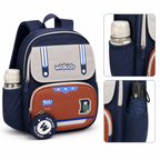 Sac à Dos Scolaire Wldkids - Classes de CE1 & CE2 – Bleu & Gris – Grande Capacité avec Trousse Ronde Amovible