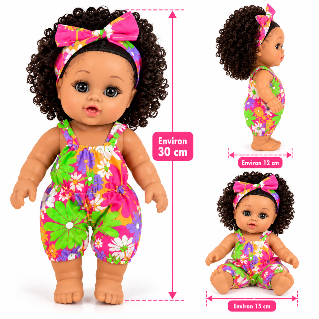Poupée Bébé Fille Parlante 30 cm – Combinaison Fleurie Multicolore