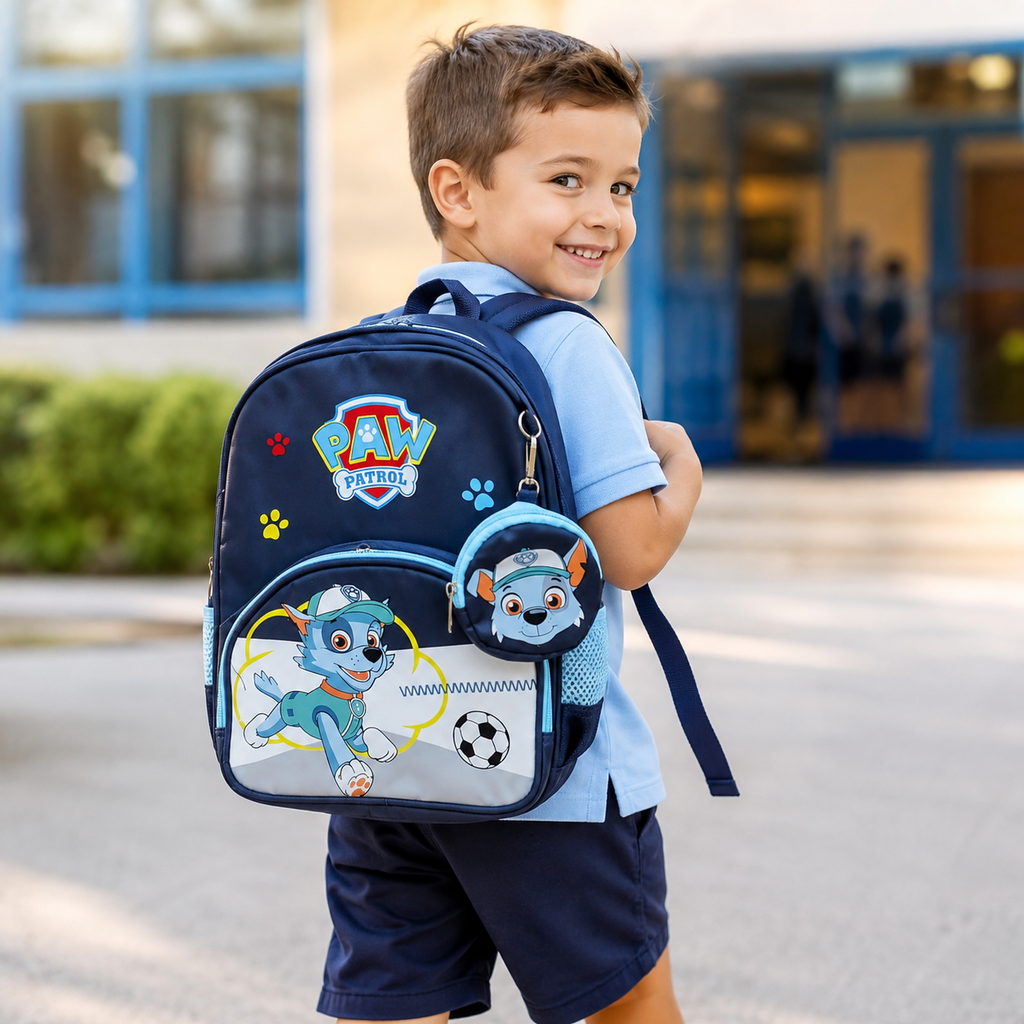 Sac à Dos Enfant Paw Patrol Marshall - Maternelle & CP - Bleu Marine – avec Petite Trousse Amovible