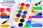 Deli Color Emotion Peinture Aquarelle  12 Couleurs avec Pinceau – Palette Créative Enfant