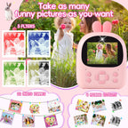 Appareil Photo Instantané Enfant avec Impression Thermique – Caméra HD 1080 P Double Objectif – Carte 32 GB Incluse - Rose