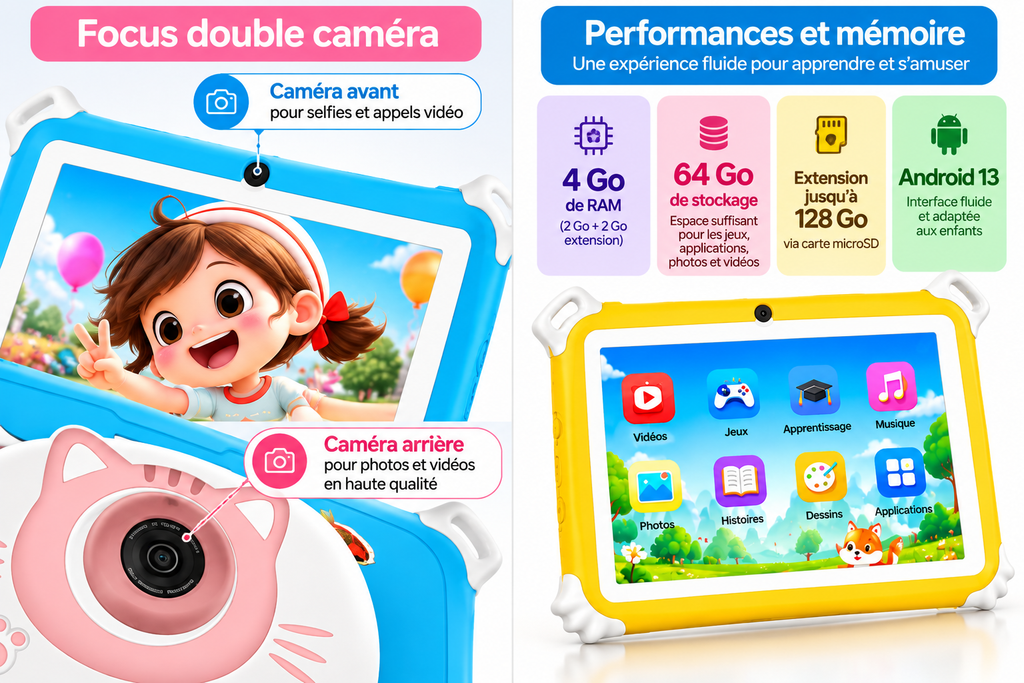 Discover Fire 13 Tablette Enfant  – 7" HD – 6 Go RAM / 256 Go – Double Caméra