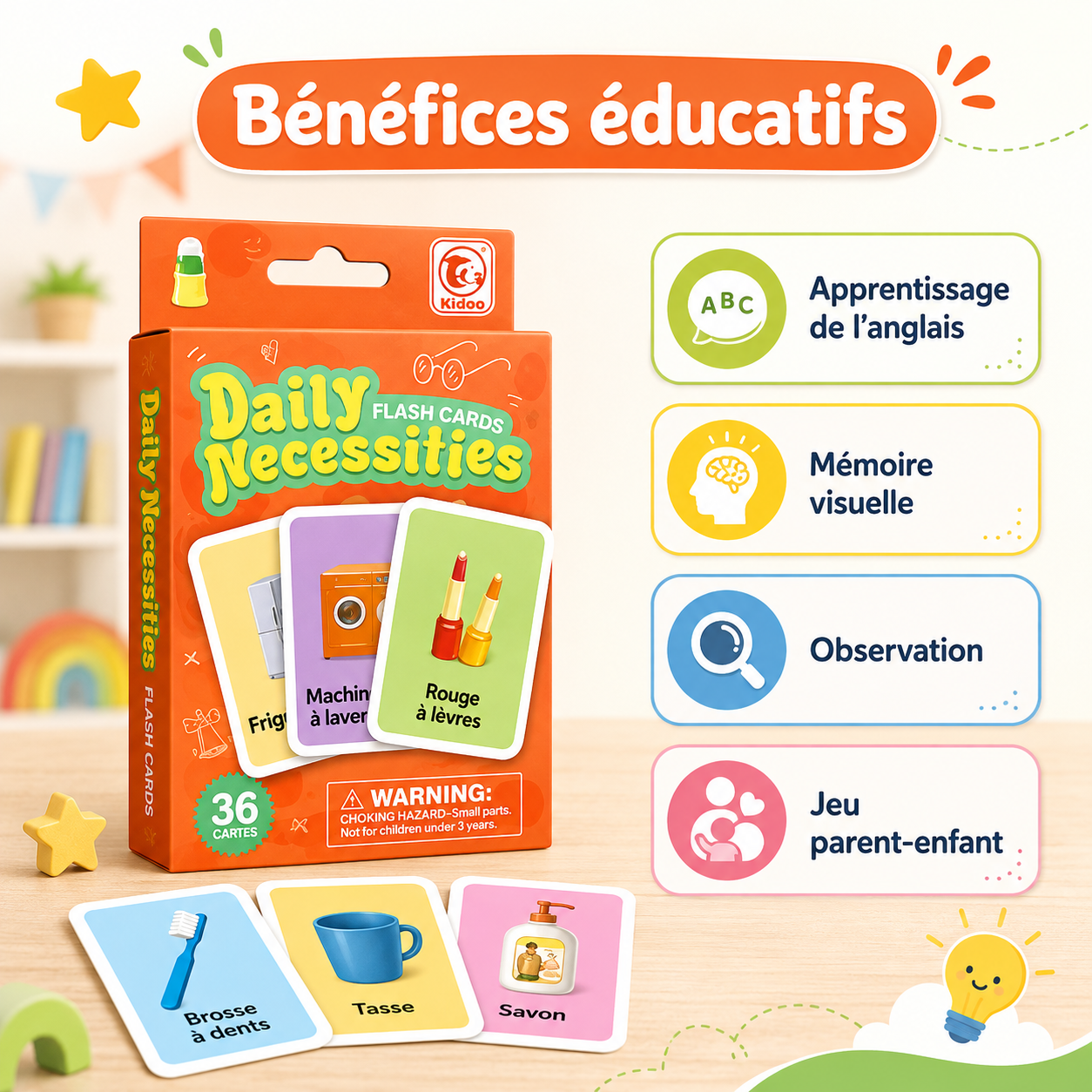 Cartes Educatives en Anglais – Daily Necessities – 36 cartes