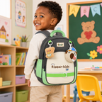 Sac à Dos Maternelle P.Bear Kids Gris, Beige et Vert – Enfant 2 à 5 Ans